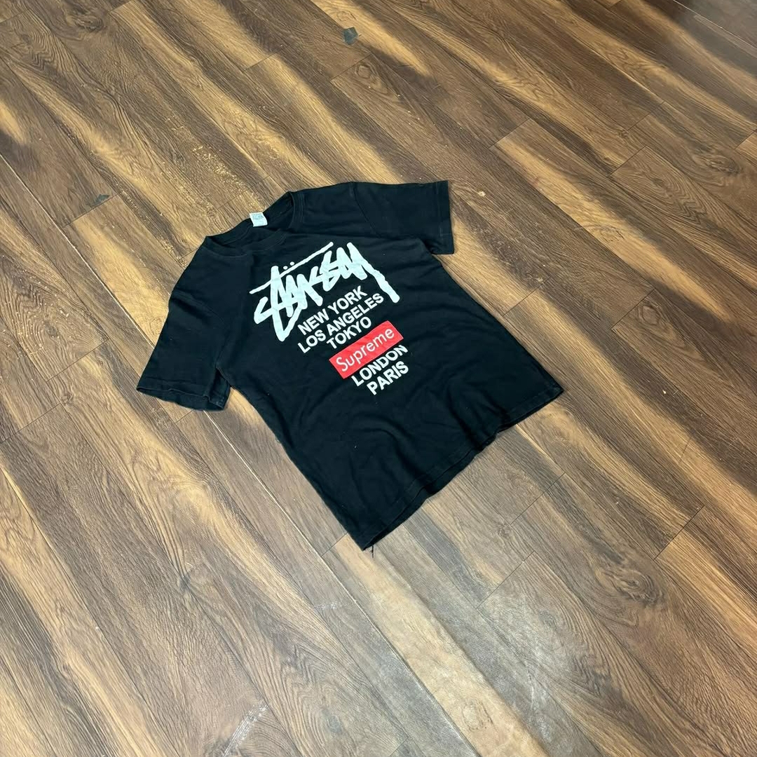 stussy×supreme tee old stussy 80's 90's old stussy 黒タグ supreme