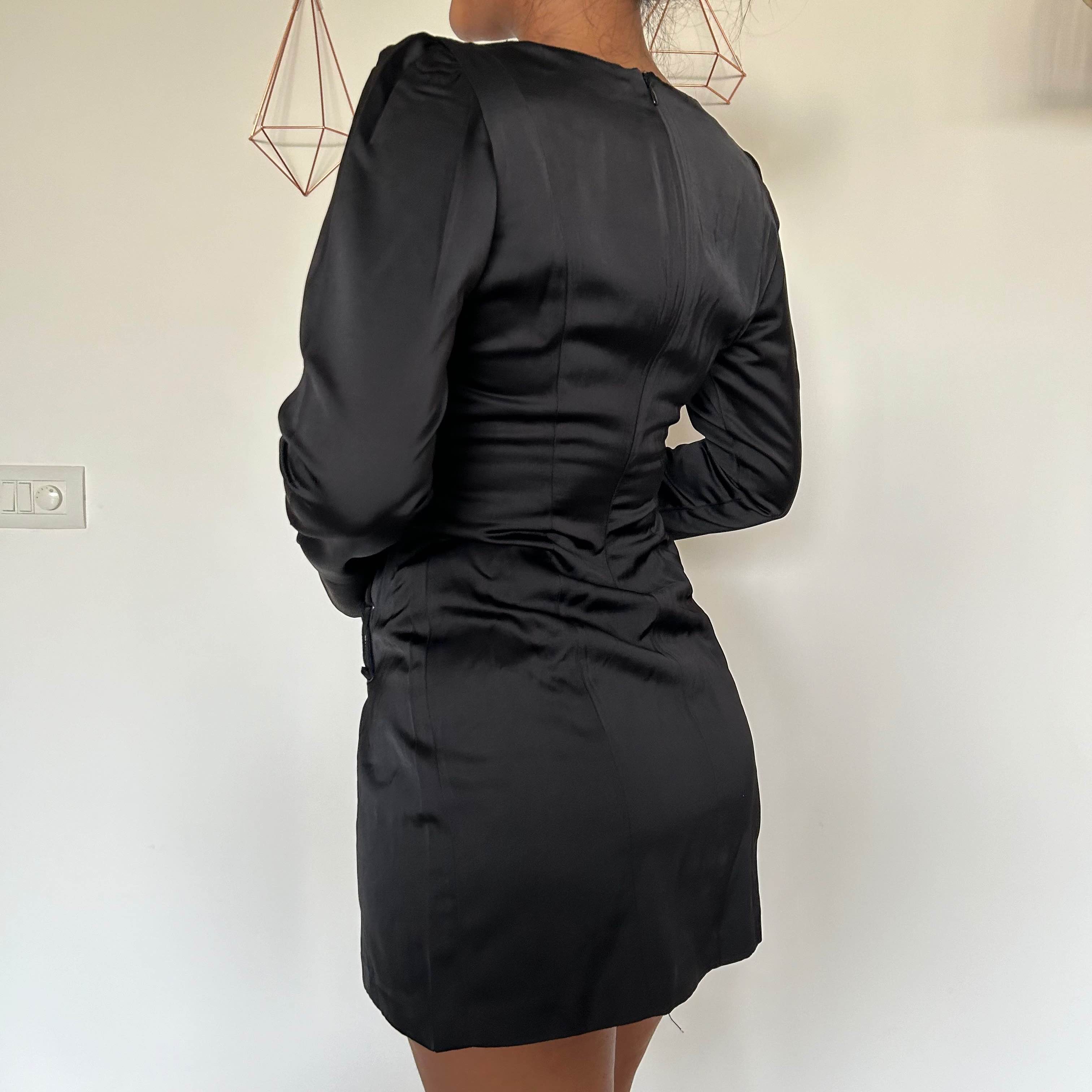 knee length dresses for ladies Lisander Long Sleeve Dress | Polka Dot Nero Black main image 1