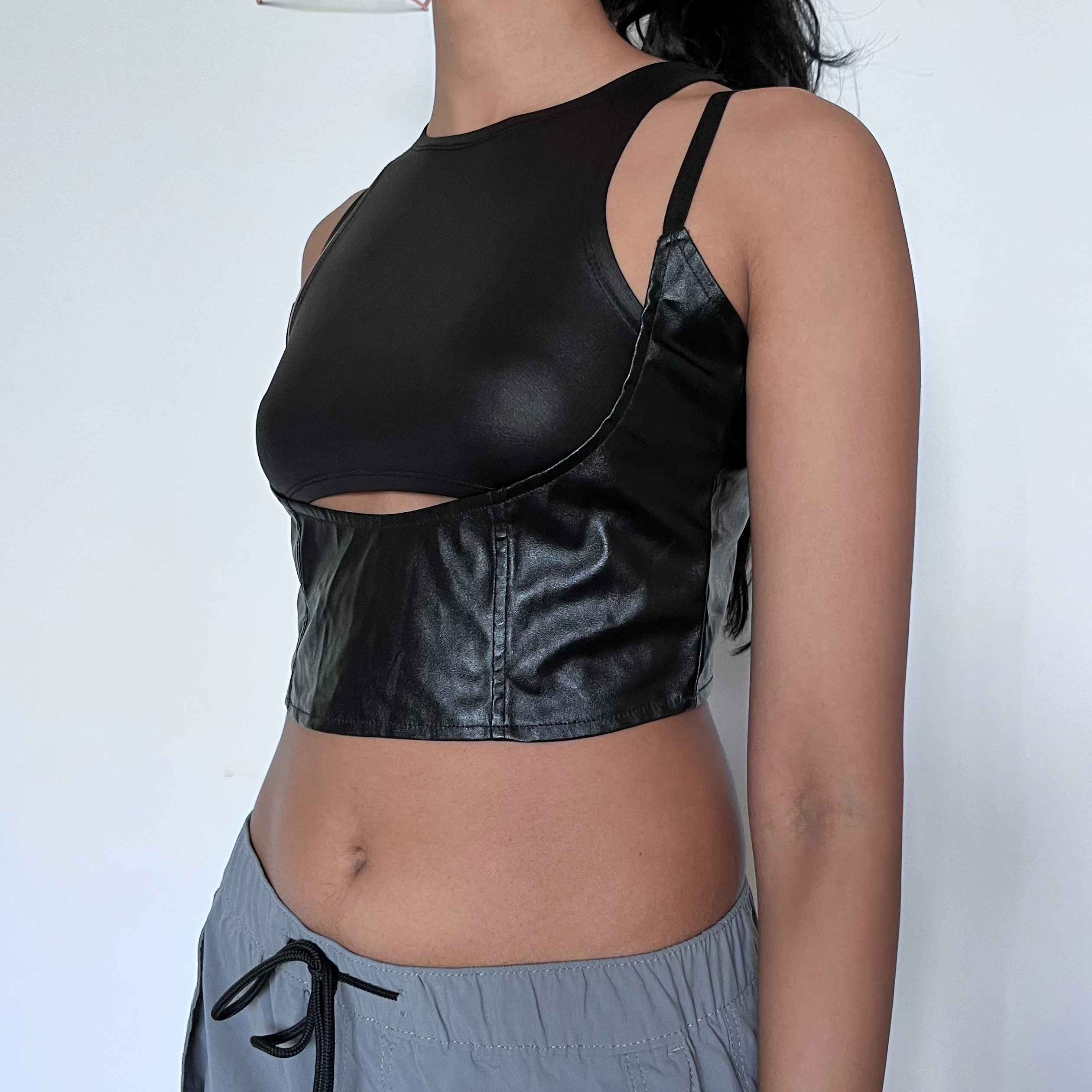 Urbanic leathery open bralette top