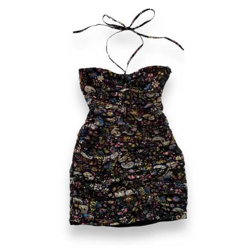 halter sports dress Riviera Floral Halter Mock Neck Dress Ivory / L (US 6)